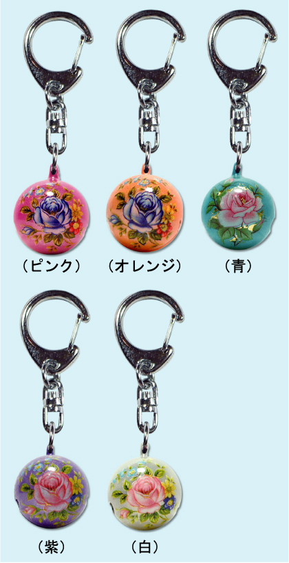 6分転写猫目鈴(薔薇)キーホルダー